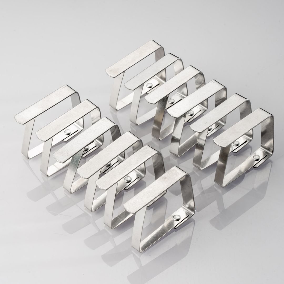 Laro 12-384 Stück Tischtuchklammern Edelstahl, Tischdeckenklammer Tischabdeckungsklemmen Tischdecke Tischdeckenhalter Clips Tischtuch Clips – Silber