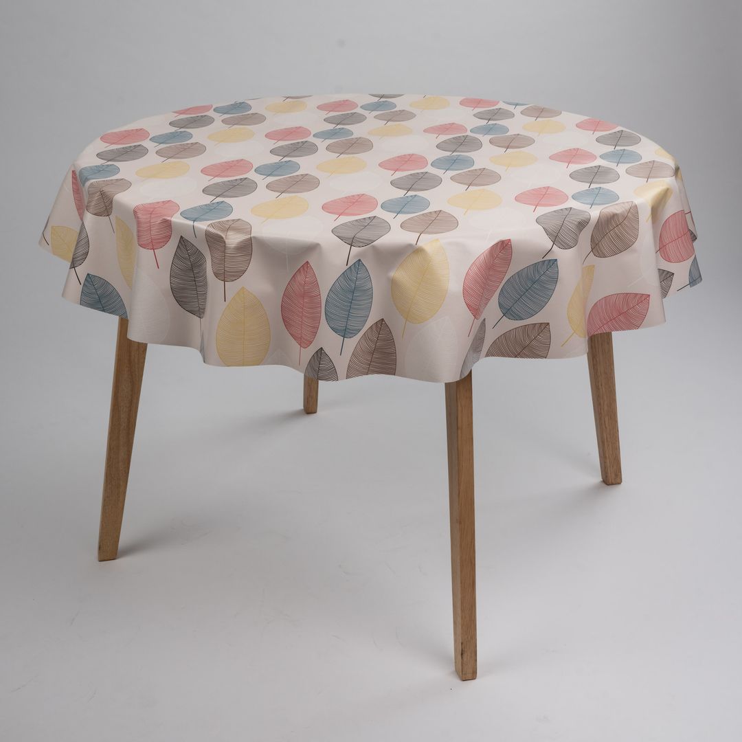 Wachstuch-Tischdecken Blätter Bunt Rund 140cm