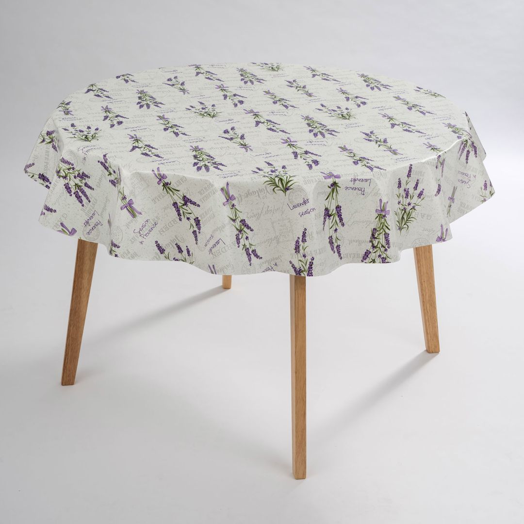 laro Rund 140 cm Wachstuchtischdecke Tischdecke Abwaschbar PVC Blumen Lavendel Lila Rund 140cm
