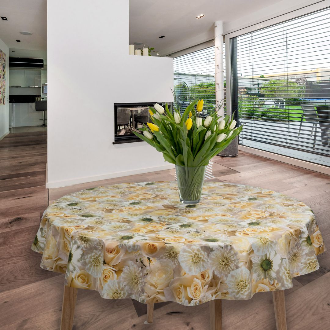 Wachstuch-Tischdecken Blumen Mix Rund 140cm