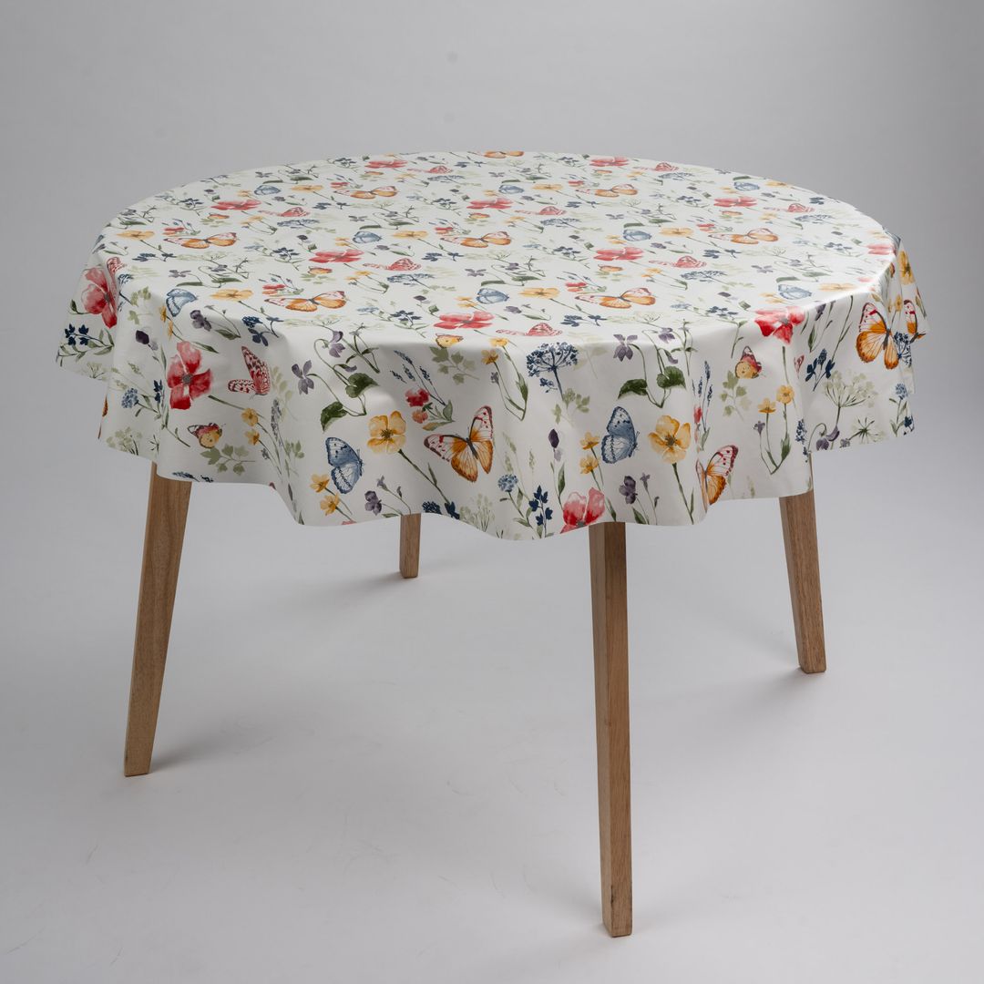 Wachstuch-Tischdecken Blumen Schmetterling Rund 140cm