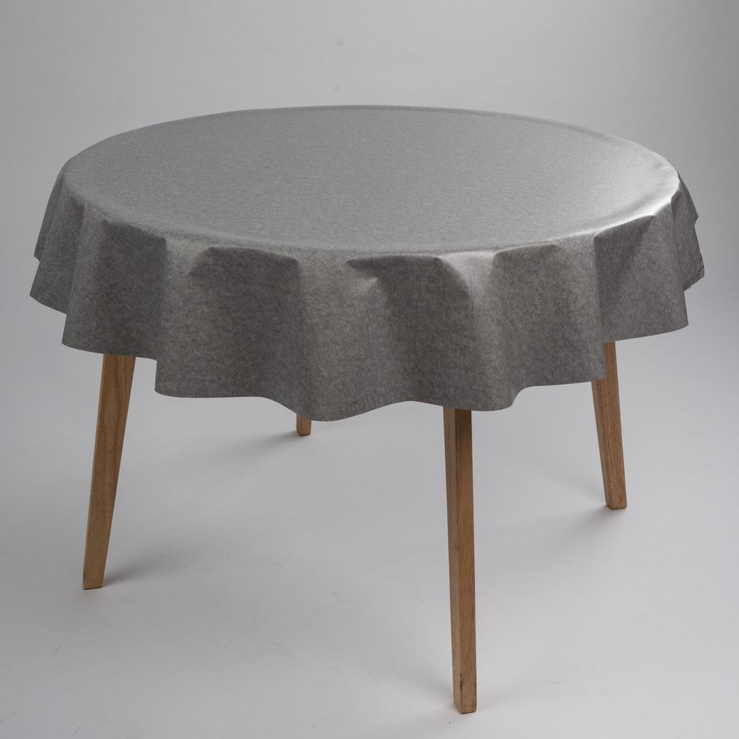 Wachstuch-Tischdecken Grau Meliert Rund 140cm