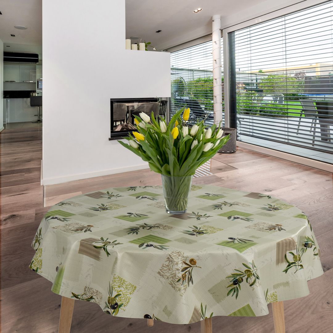 Laro rund 140 cm wachstuchtischdecke Tischdecke abwaschbar pvc