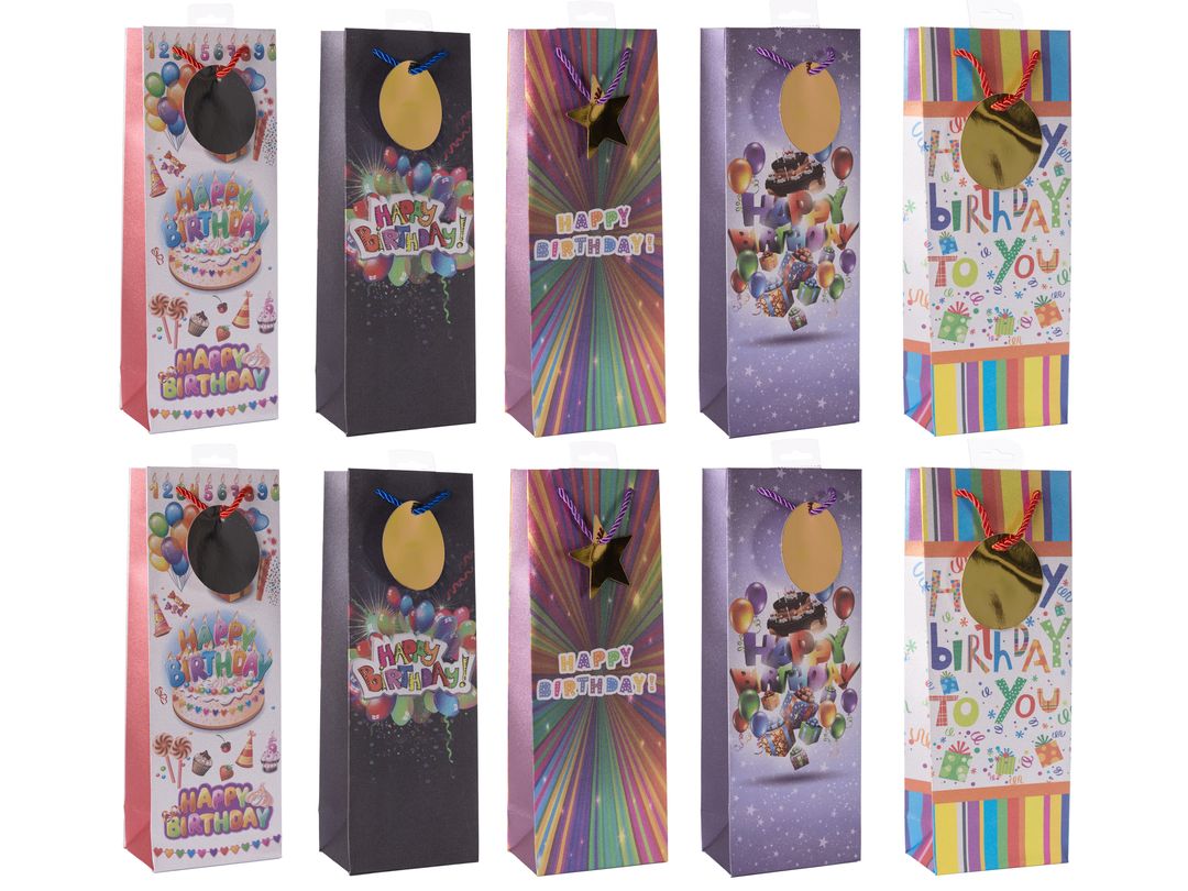 Laro Flaschentüten Happy Birthday 10-100 Stk - Kreative Verpackung für besondere Momente