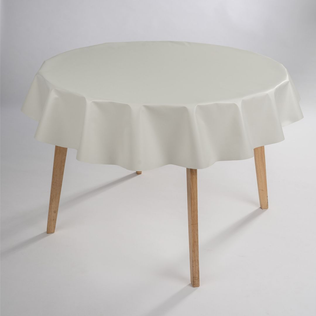 laro Rund 140 cm Wachstuchtischdecke Tischdecke Abwaschbar PVC Hochglanz Weiß Rund 140cm