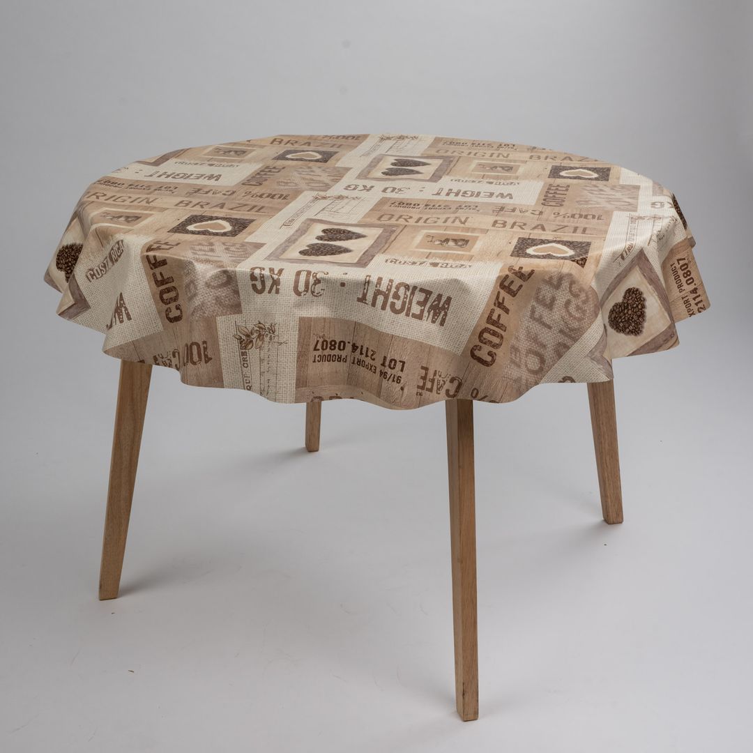 Wachstuch-Tischdecken Kaffee Herzen Rund 140cm
