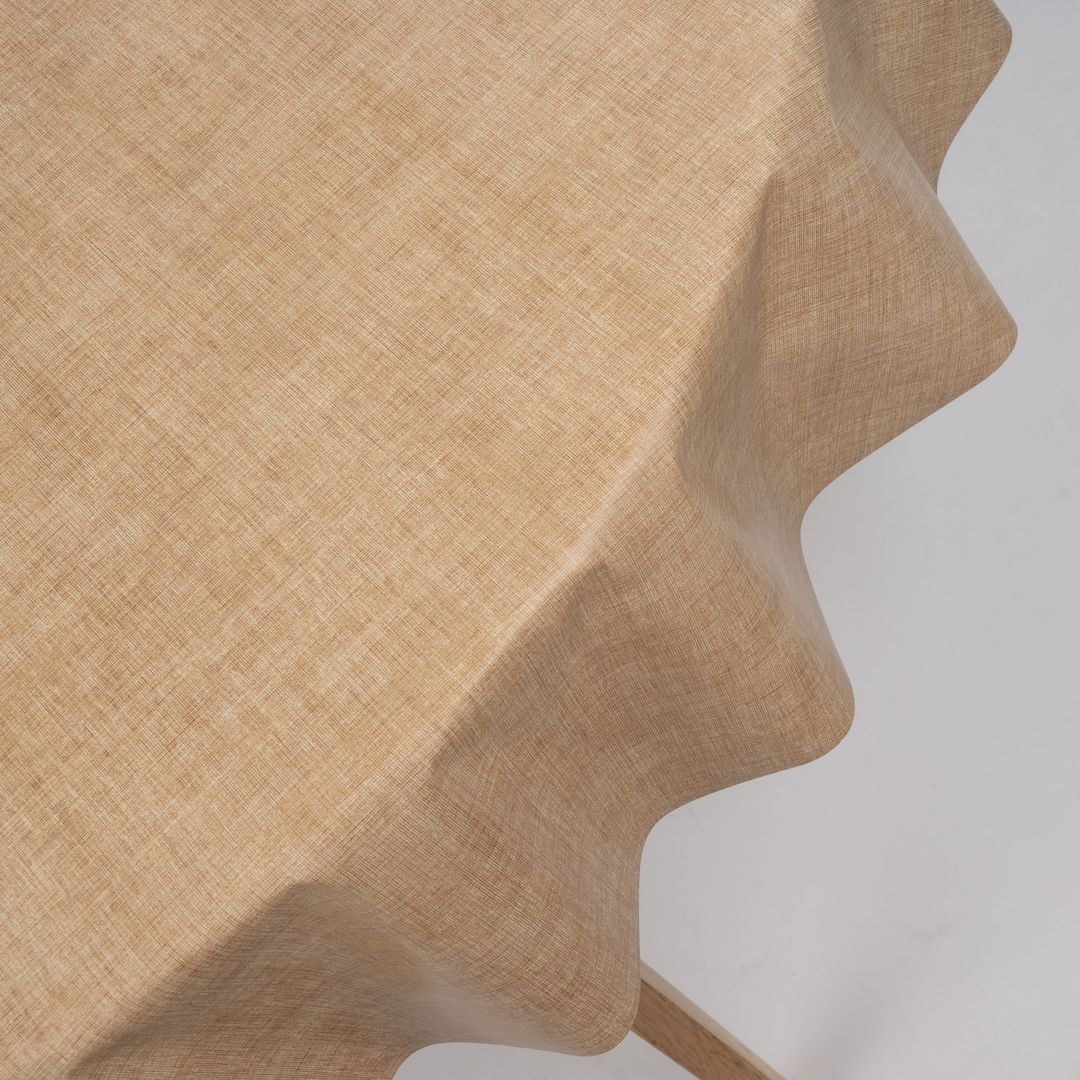 Wachstuch-Tischdecken Leinenoptik Beige Rund 140cm