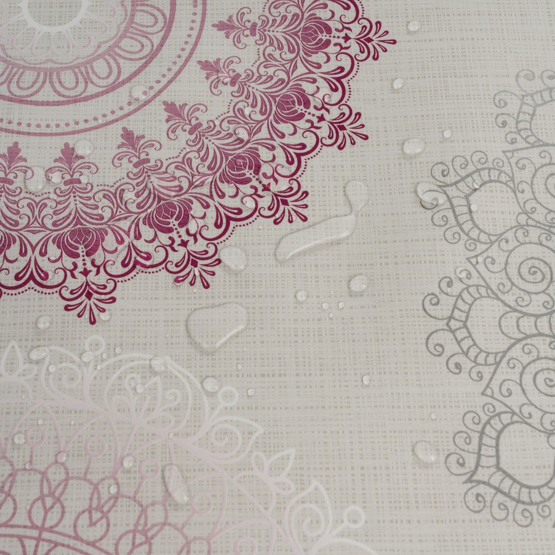 Wachstuch-Tischdecken Mandala Grau Rund 140cm