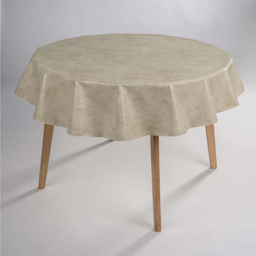 laro Rund 140 cm Wachstuchtischdecke Tischdecke Abwaschbar PVC Marmor Beige Rund 140cm