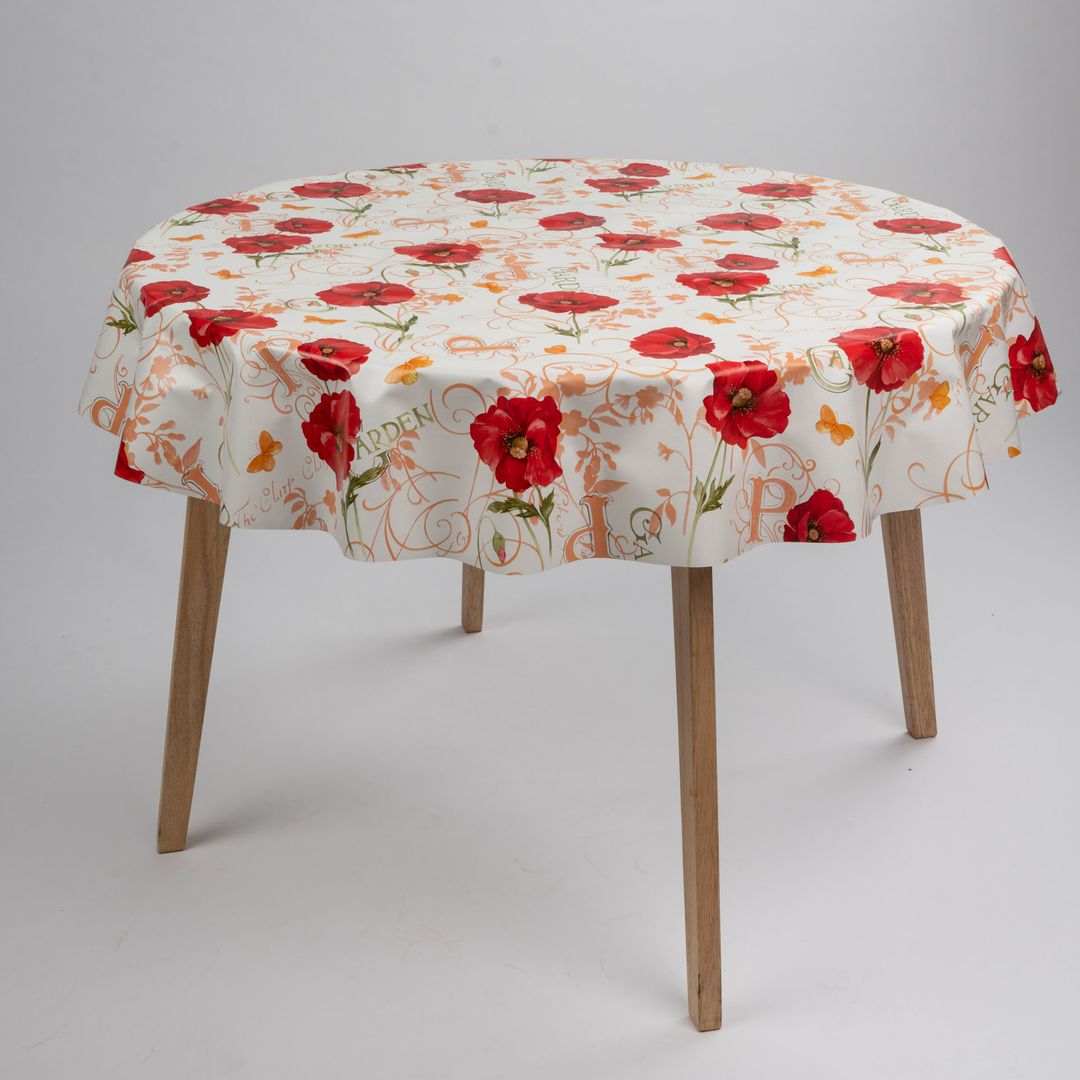 Wachstuch-Tischdecken Mohnblumen Rot Rund 140cm