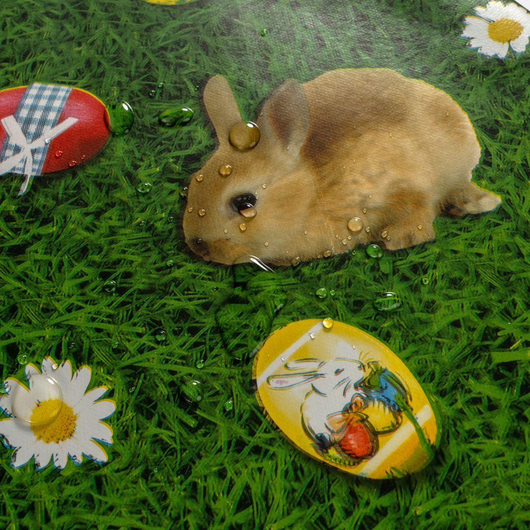 laro Rund 140 cm Wachstuchtischdecke Tischdecke Abwaschbar PVC Ostern Hase Eier Rund 140cm