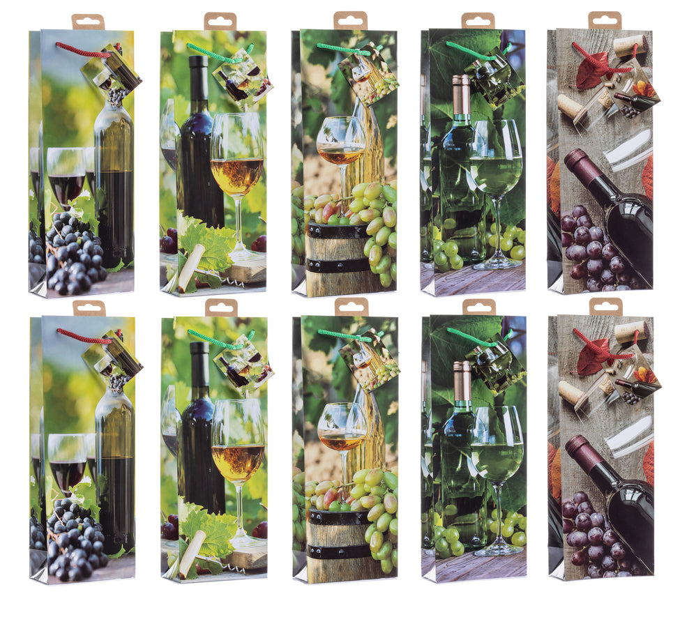Laro Flaschentüten 10-100 Stk - Stilvolle Verpackung für Flaschengeschenke verschiedene Muster