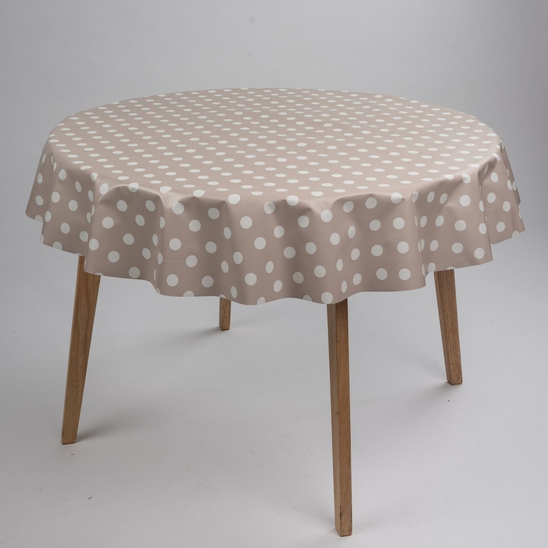 Wachstuch-Tischdecken Punkte Beige Rund 140cm