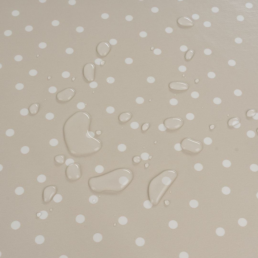 Wachstuch-Tischdecken Punkte Beige Weiß Rund 140cm