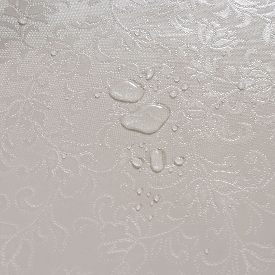 laro Rund 140 cm Wachstuchtischdecke Tischdecke Abwaschbar PVC Relief geprägt Weiß Rund 140cm