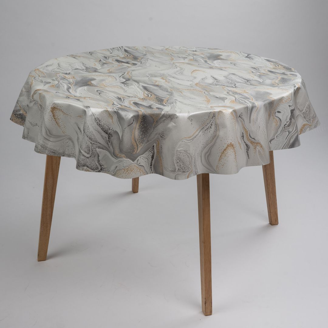 Wachstuch-Tischdecken Sahara Grau Rund 140cm