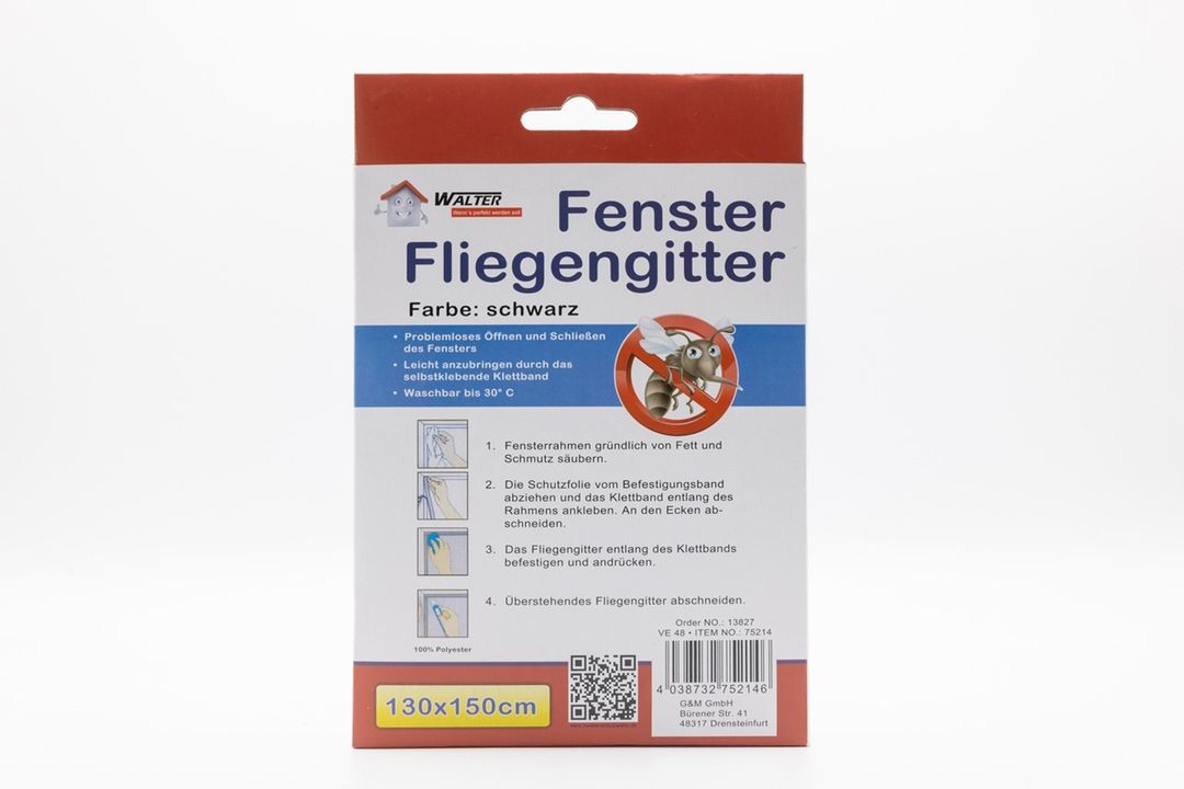 Laro Fenster Fliegengitter schwarz/weiß 4/8/20/40 Stk Insektenschutz/Pollenschutz ohne bohren