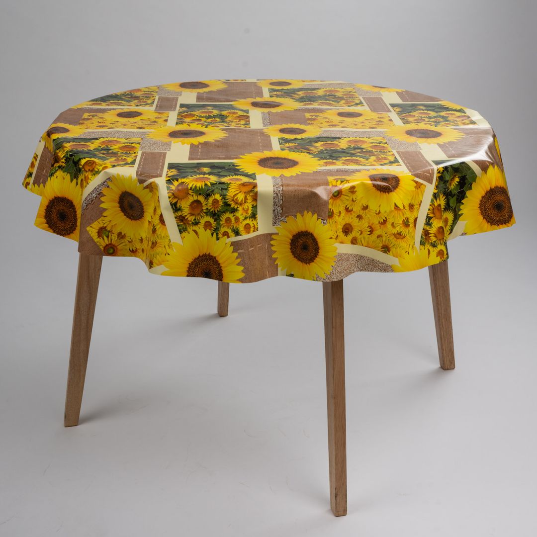 Wachstuch-Tischdecken Sonnenblumen Gelb Rund 140cm