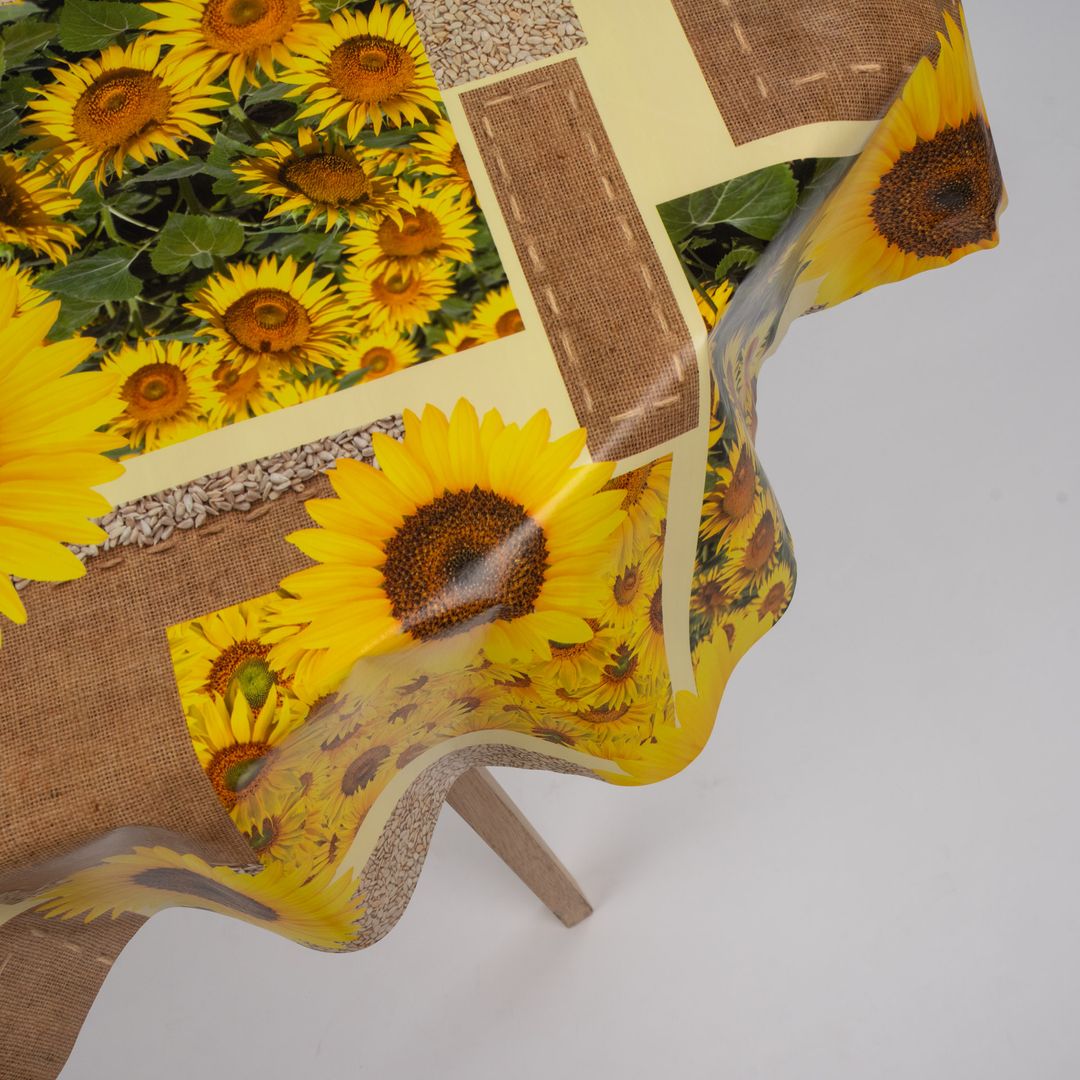 Wachstuch-Tischdecken Sonnenblumen Gelb Rund 140cm