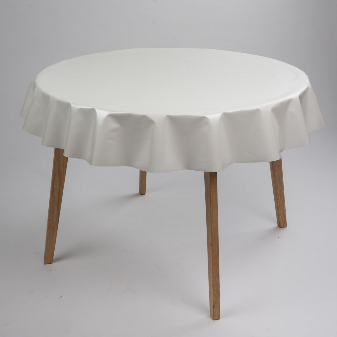 Wachstuch-Tischdecken Uni Weiß Rund 140cm