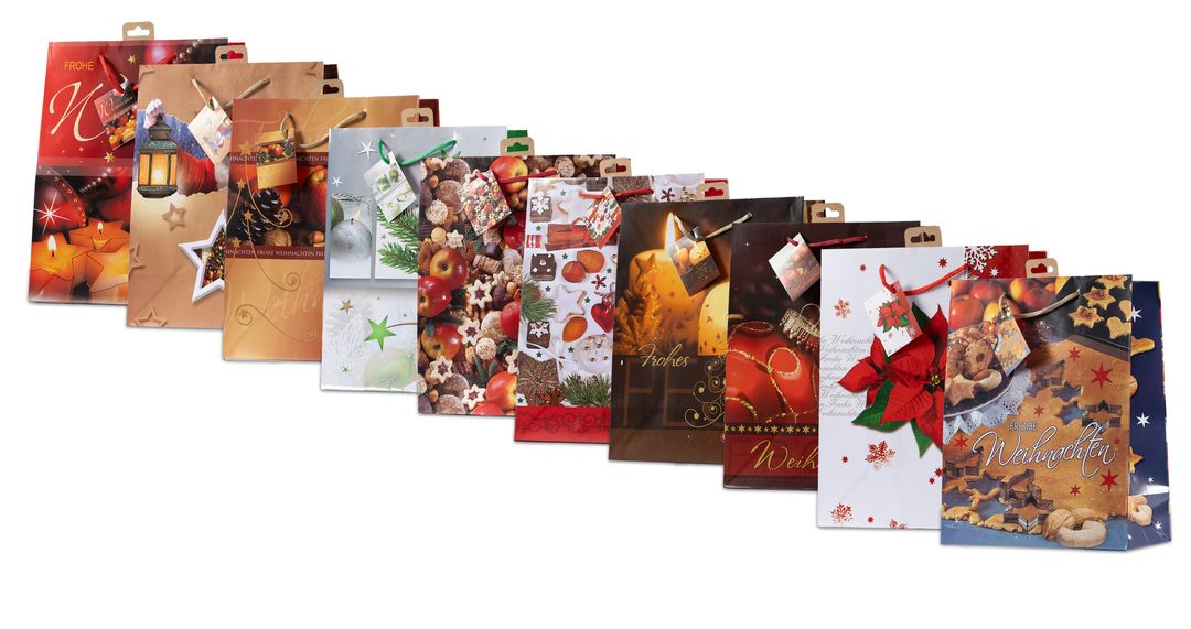 Laro Premium Line Geschenktüten Weihnachten/Deko/Advent Large 10/20/40/100stk H32x B25,5x T12,5cm