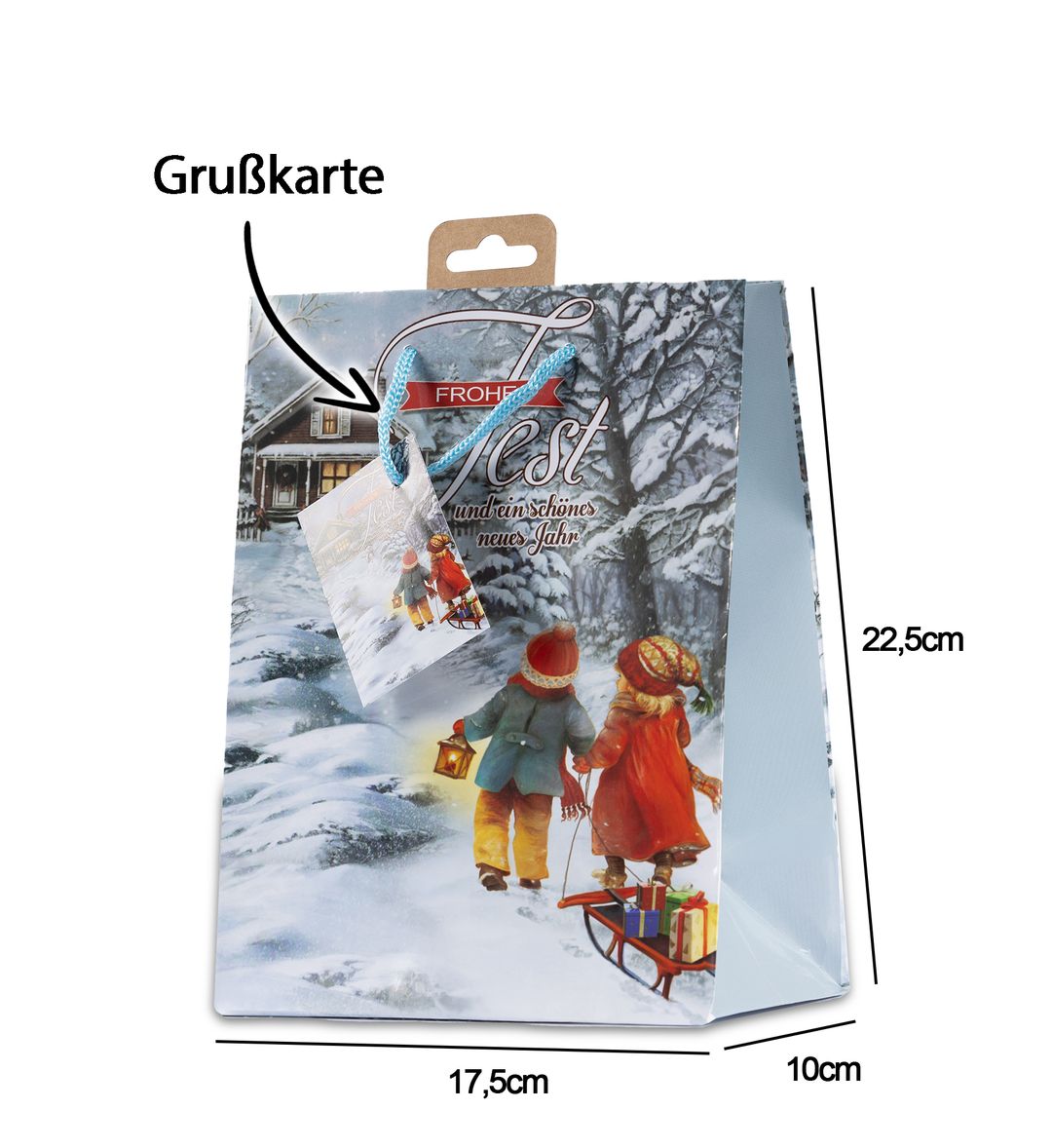 Laro Premium Line Geschenktüten Weihnachten/Schnee/Winter Medium 10/20/40/100stk H22,5x B17,5x T10 cm