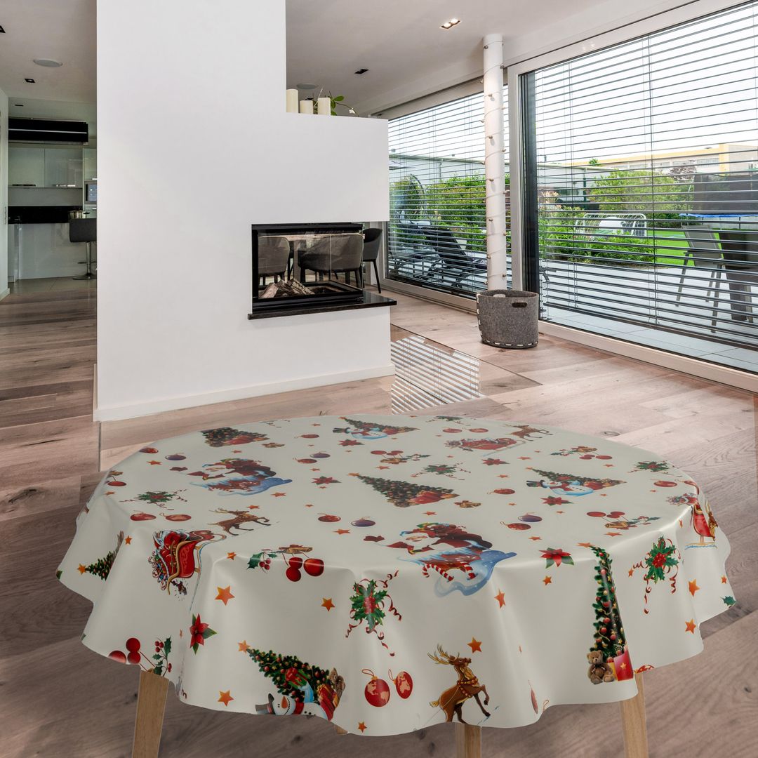Wachstuch-Tischdecken Weihnachten Weihnachtsmann Rund 140cm