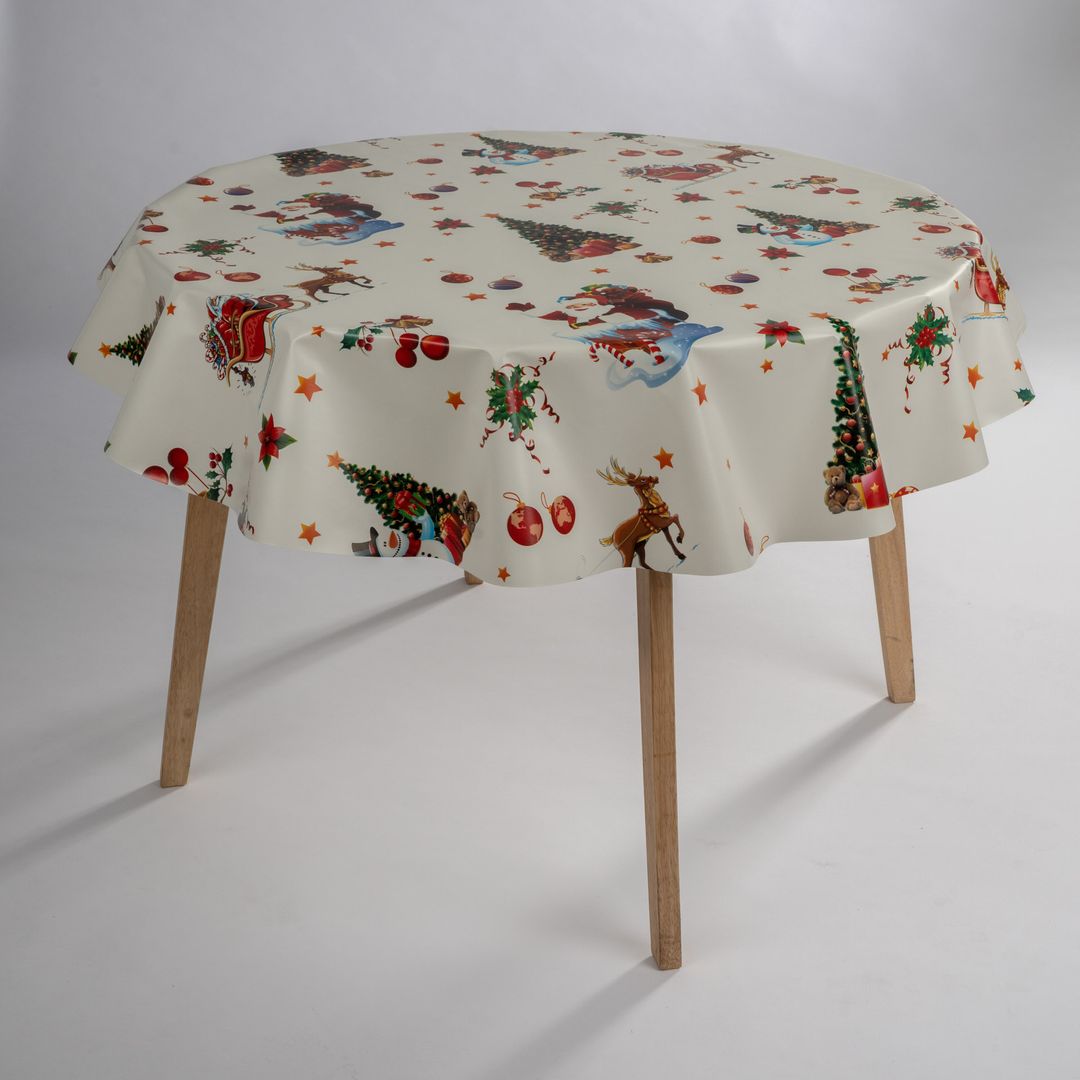Wachstuch-Tischdecken Weihnachten Weihnachtsmann Rund 140cm