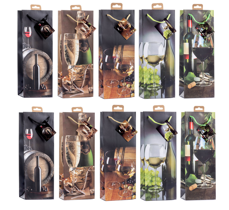 Laro Flaschentüten 10-100 Stk - Stilvolle Verpackung für Flaschengeschenke verschiedene Muster