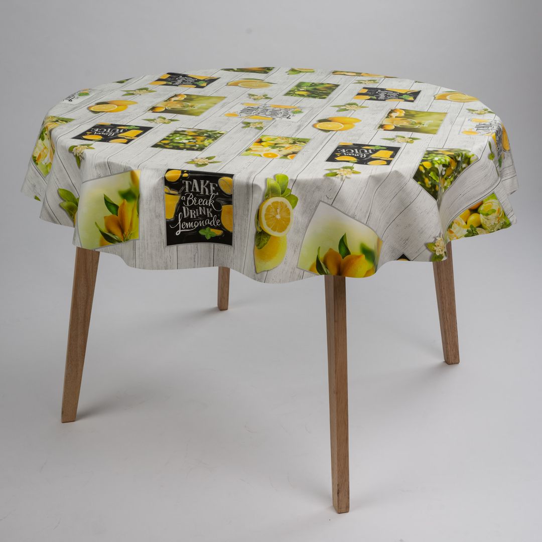 Wachstuch-Tischdecken Zitrone Limonade Rund 140cm