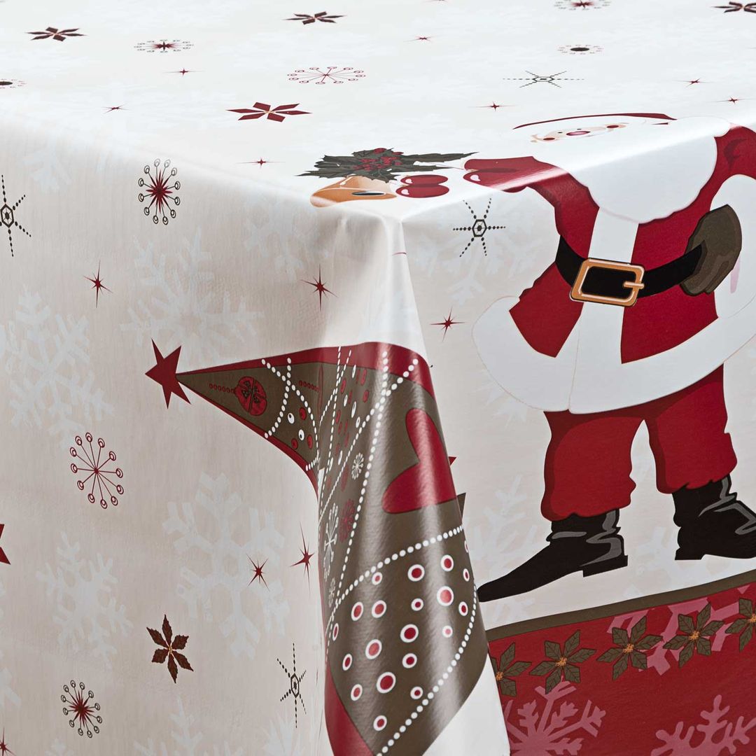 Wachstuch-Tischdecken Weihnachten Nikolaus Rot. Weiß rechteckig