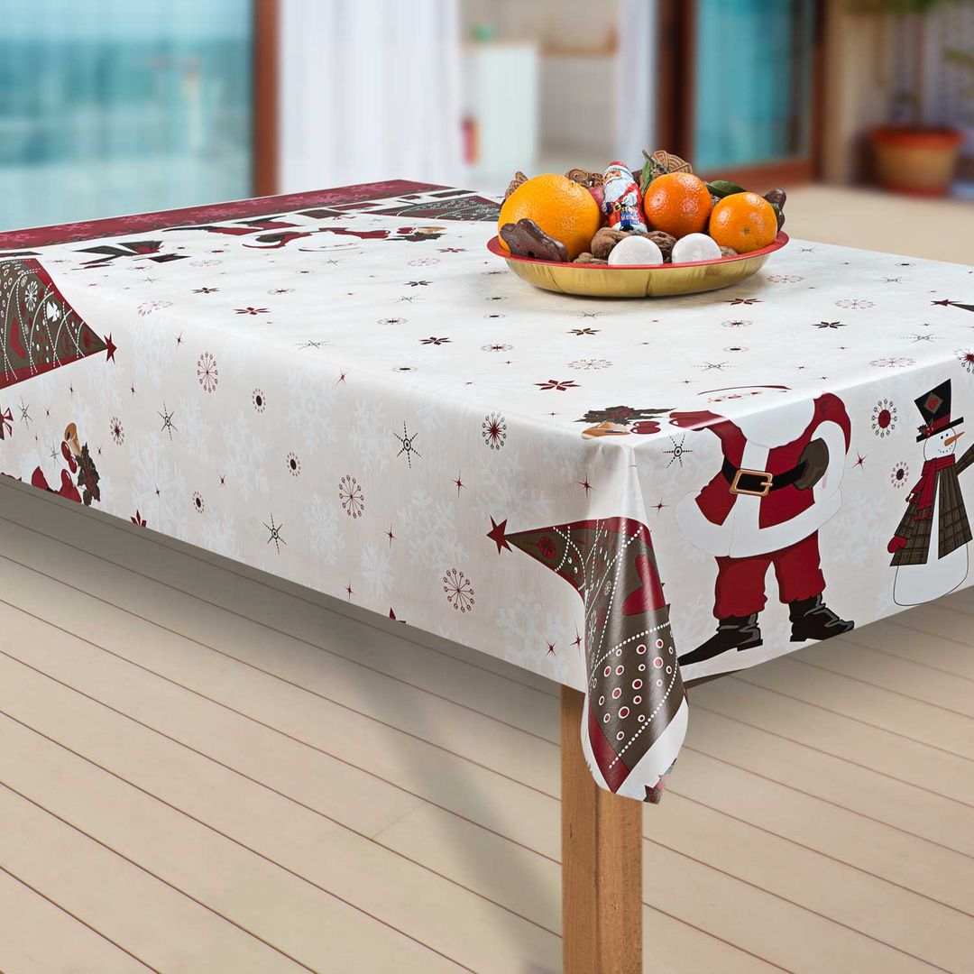 Wachstuch-Tischdecken Weihnachten Nikolaus Rot. Weiß rechteckig