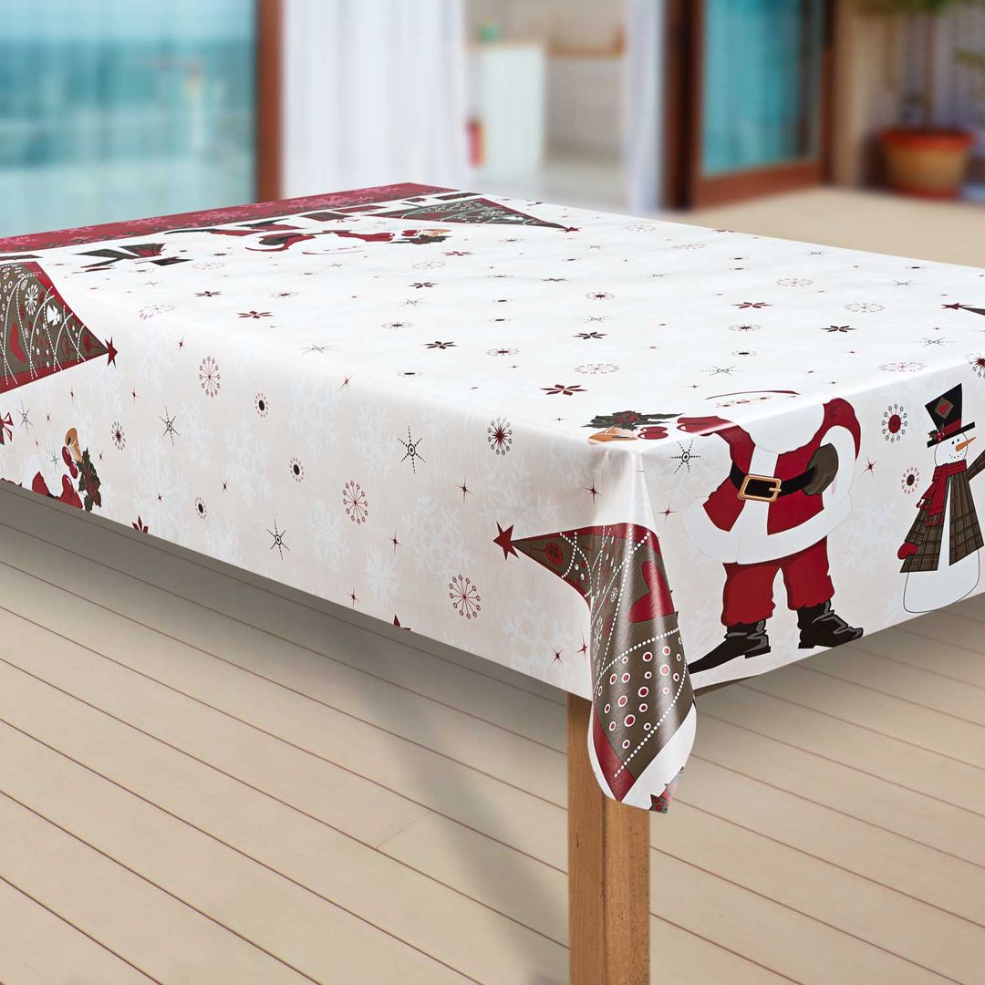 Wachstuch-Tischdecken Weihnachten Nikolaus Rot. Weiß rechteckig
