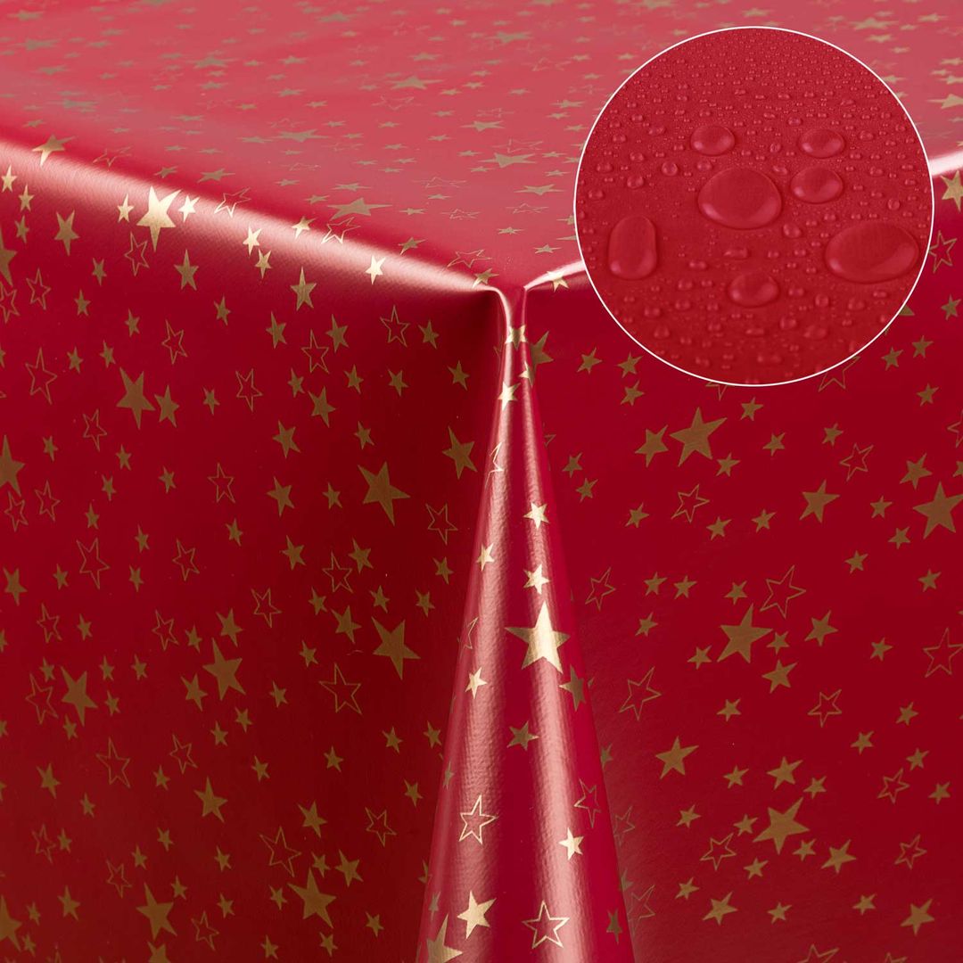 Wachstuch-Tischdecken Weihnachten Stern. Rot. Gold rechteckig