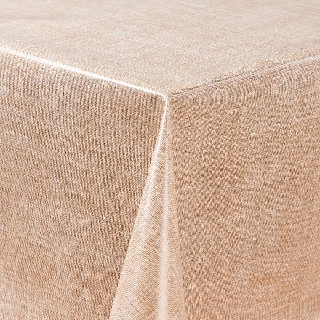 Wachstuch-Tischdecken Leinenoptik. beige rechteckig