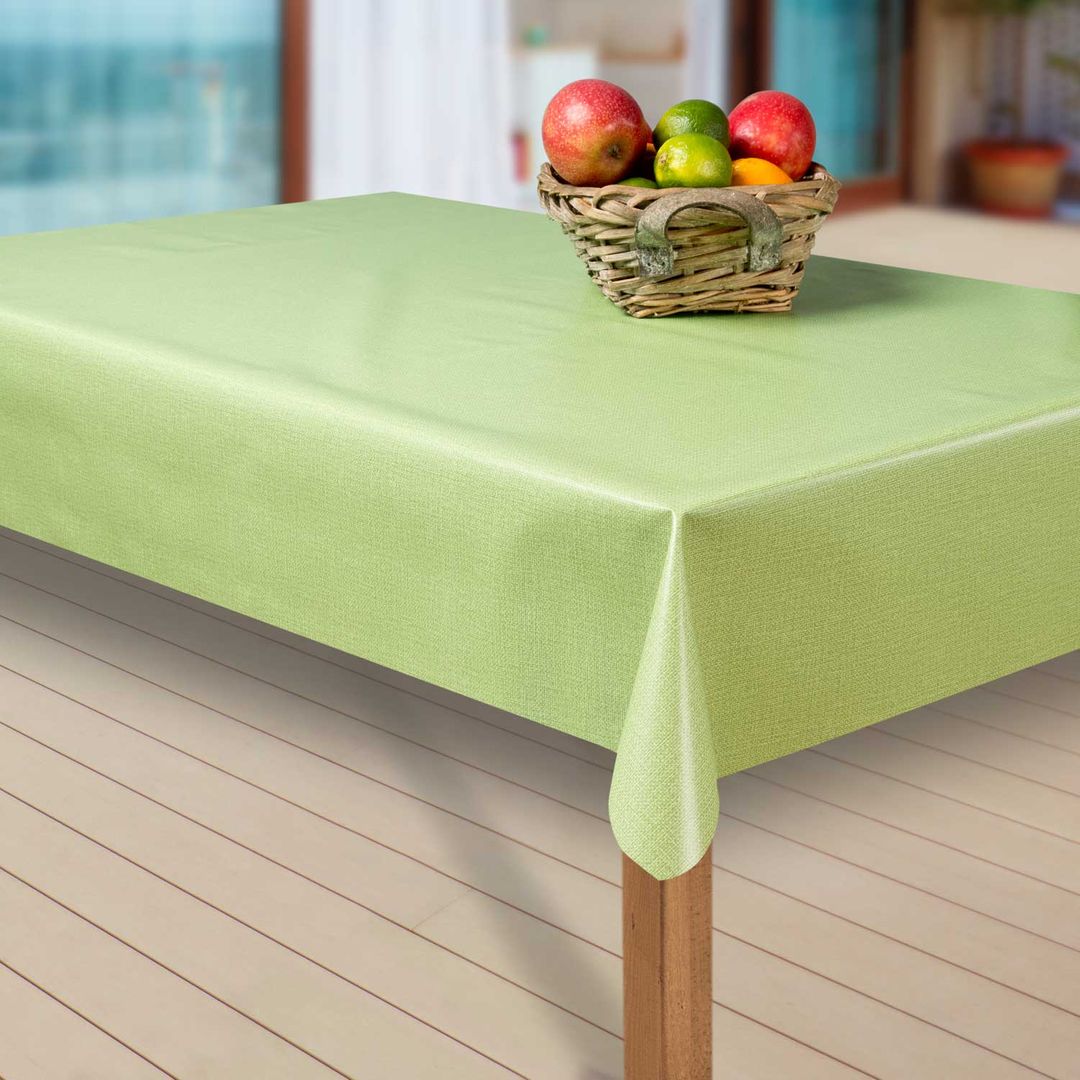 Wachstuch-Tischdecken Leinenoptik. grün rechteckig