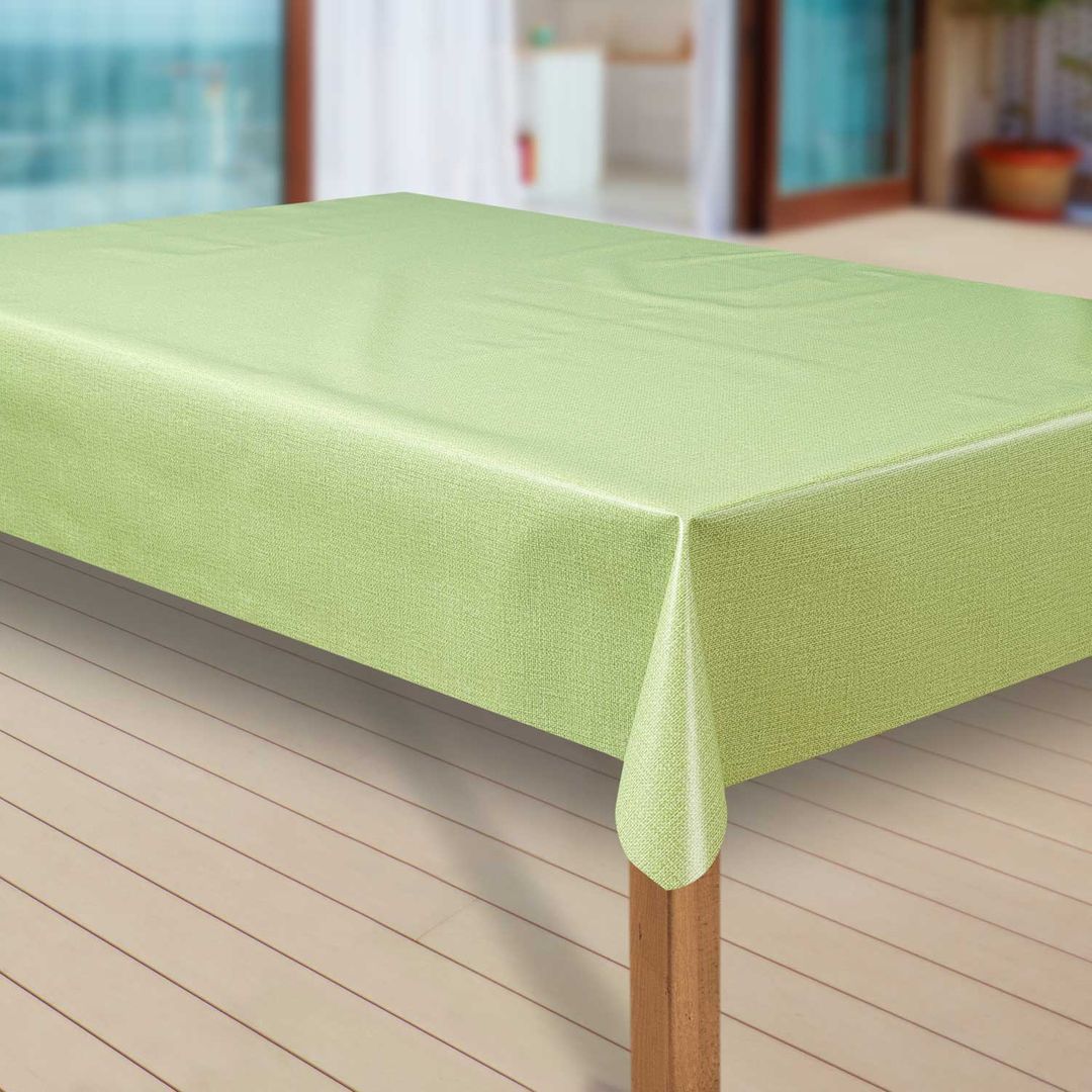 Wachstuch-Tischdecken Leinenoptik. grün rechteckig