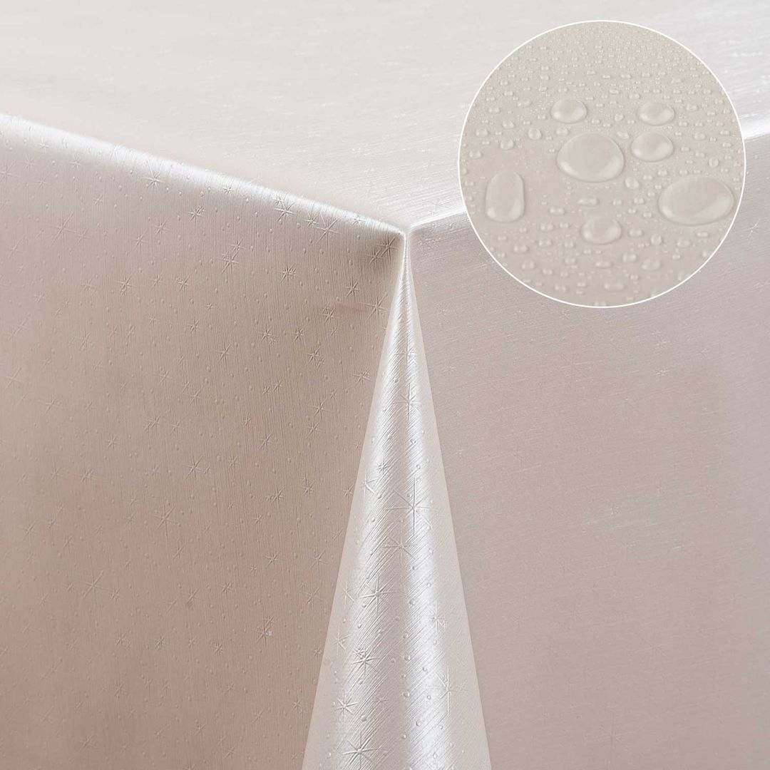 Wachstuch-Tischdecken Sterne Beige. Perlmutt rechteckig