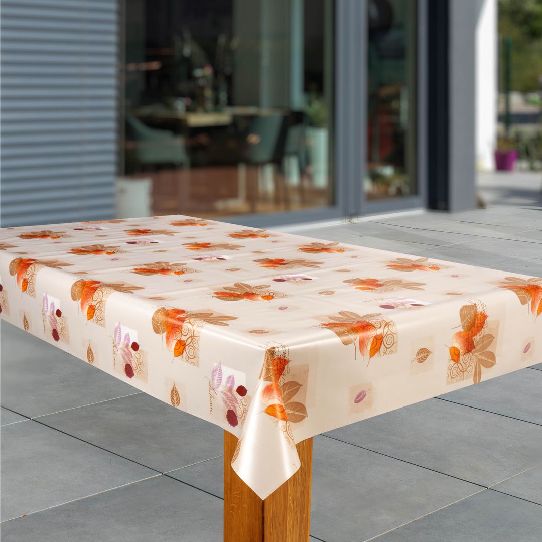 Wachstuch-Tischdecken Herbstblätter braun – orange rechteckig