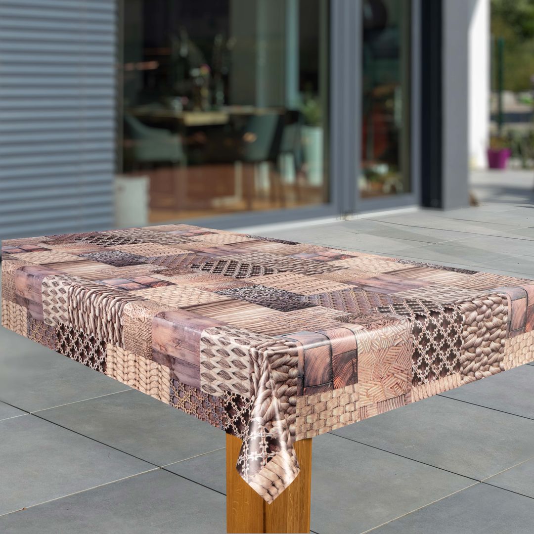 Wachstuch-Tischdecken Patchwork – braun rechteckig