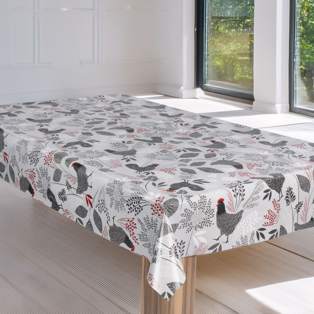 laro Wachstuch-Tischdecke Gartentischdecke Bauernhof Schwarz Weiß Modern