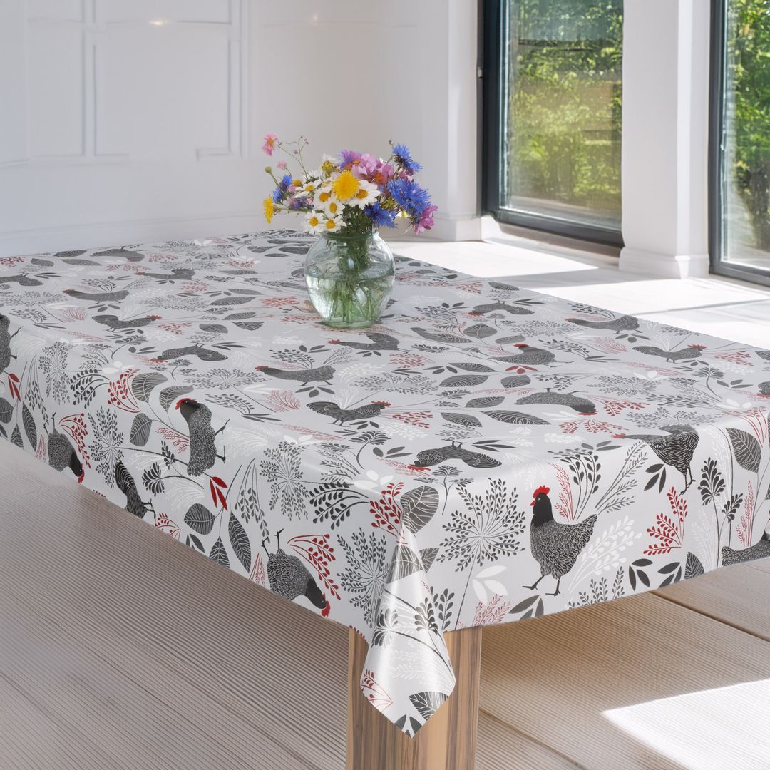 laro Wachstuch-Tischdecke Gartentischdecke Bauernhof Schwarz Weiß Modern