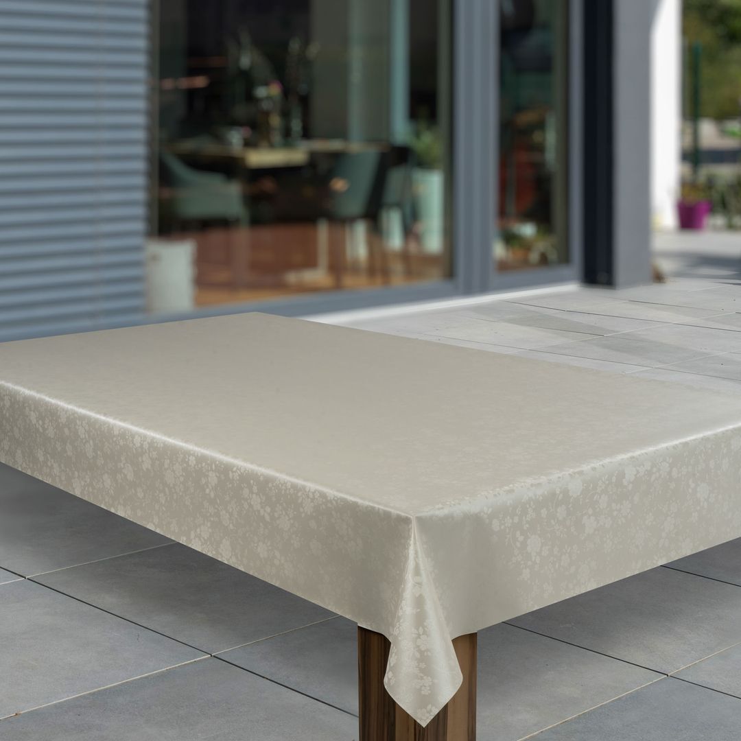 Wachstuch-Tischdecken Beige geprägt Metallic rechteckig