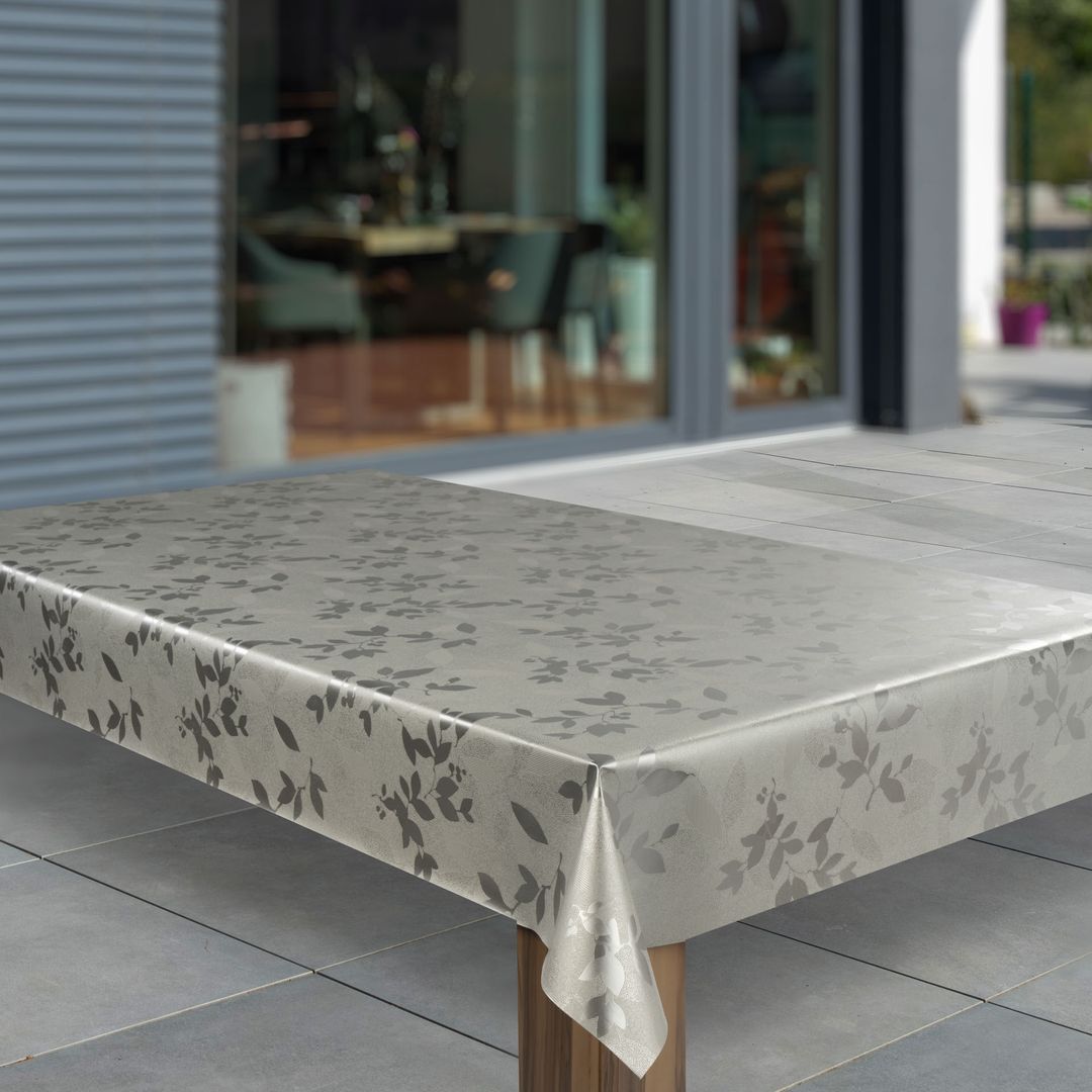 Wachstuch-Tischdecken Blätter Silber Schwarz Metallic rechteckig