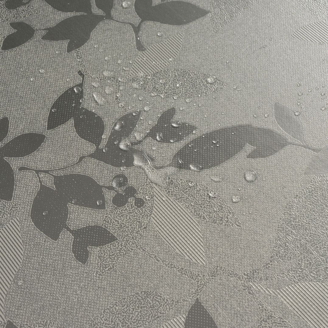 Wachstuch-Tischdecken Blätter Silber Schwarz Metallic rechteckig