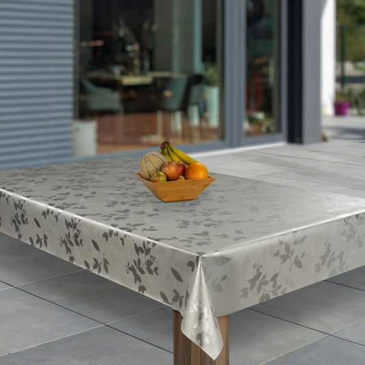 Wachstuch-Tischdecken Blätter Silber Schwarz Metallic rechteckig