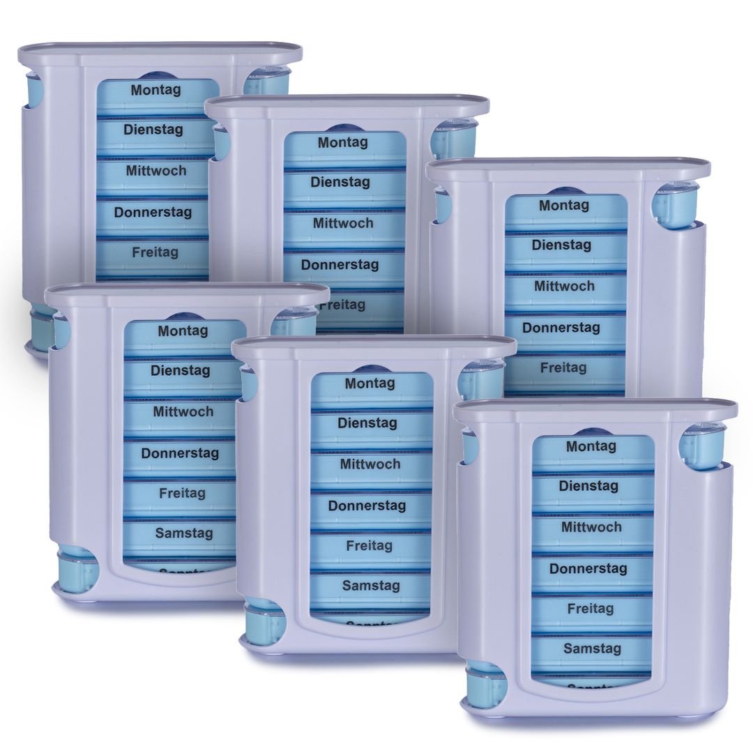 Laro Tablettenbox Blau 7 Tage – 4 Fächer – 3/4//6/12/24/48/96 Stück