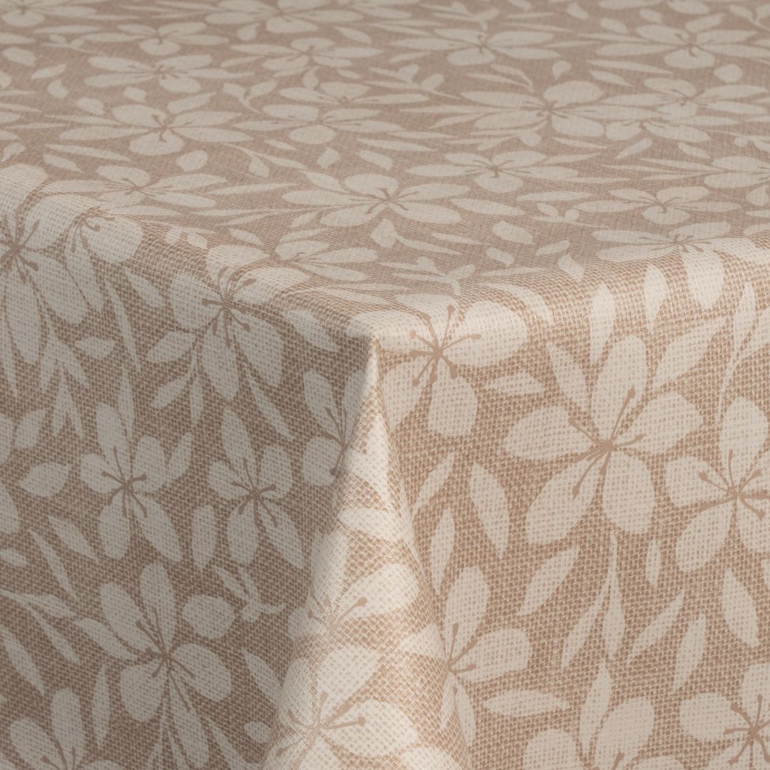 Wachstuch-Tischdecken Weihnachten Blumen Beige Weiß rechteckig