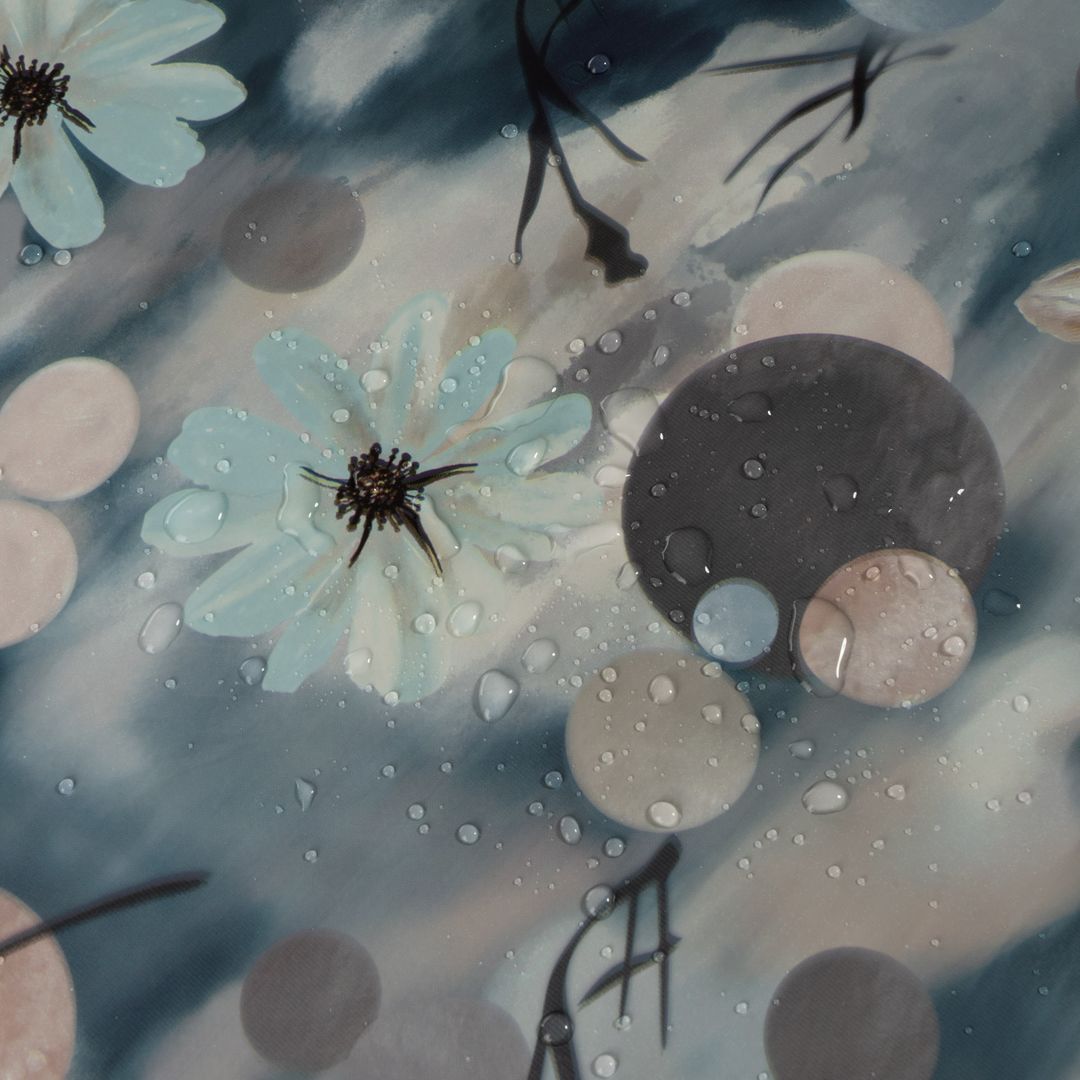 Wachstuch-Tischdecken Blume Blau Kreise Braun rechteckig