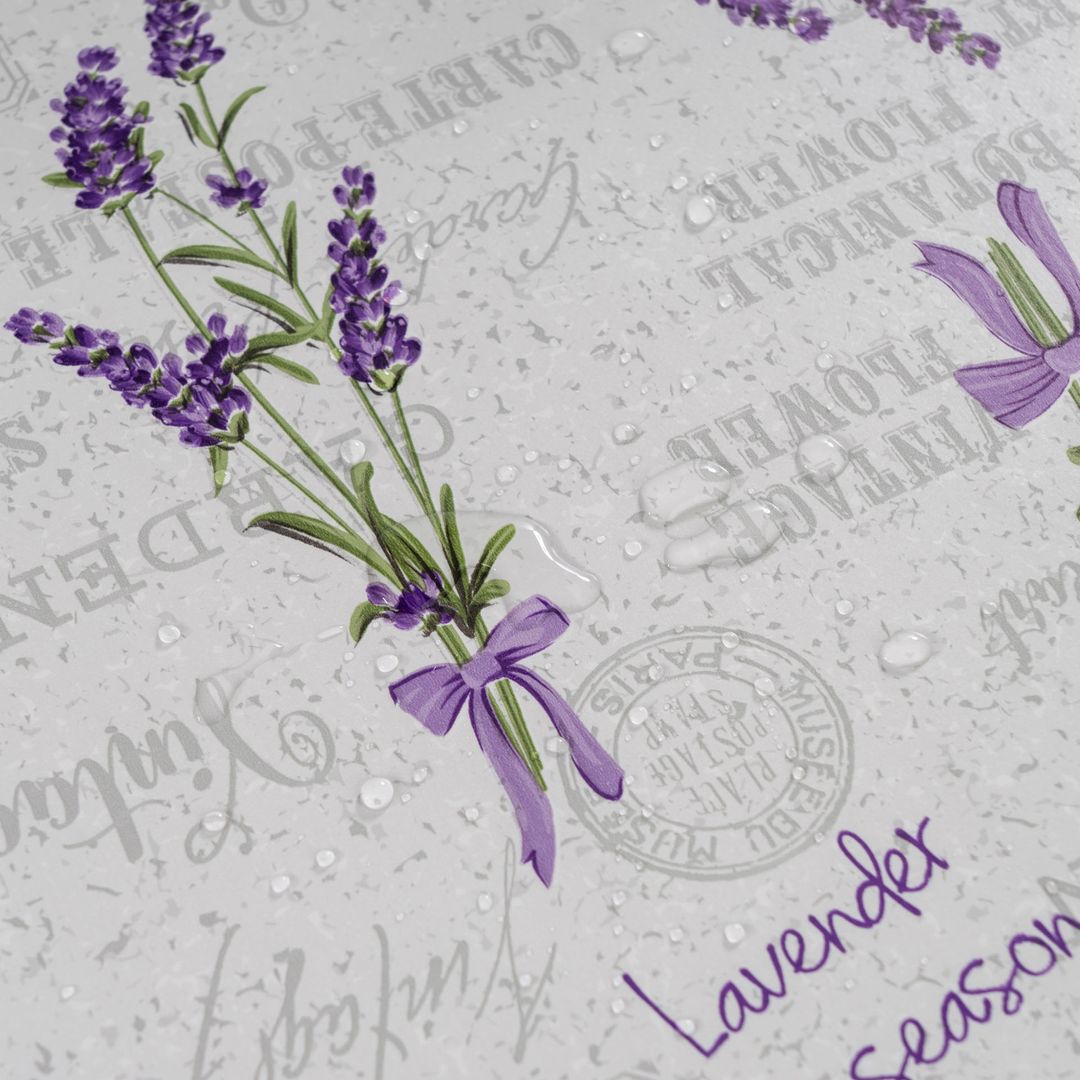 laro Rund 140 cm Wachstuchtischdecke Tischdecke Abwaschbar PVC Blumen Lavendel Lila Rund 140cm